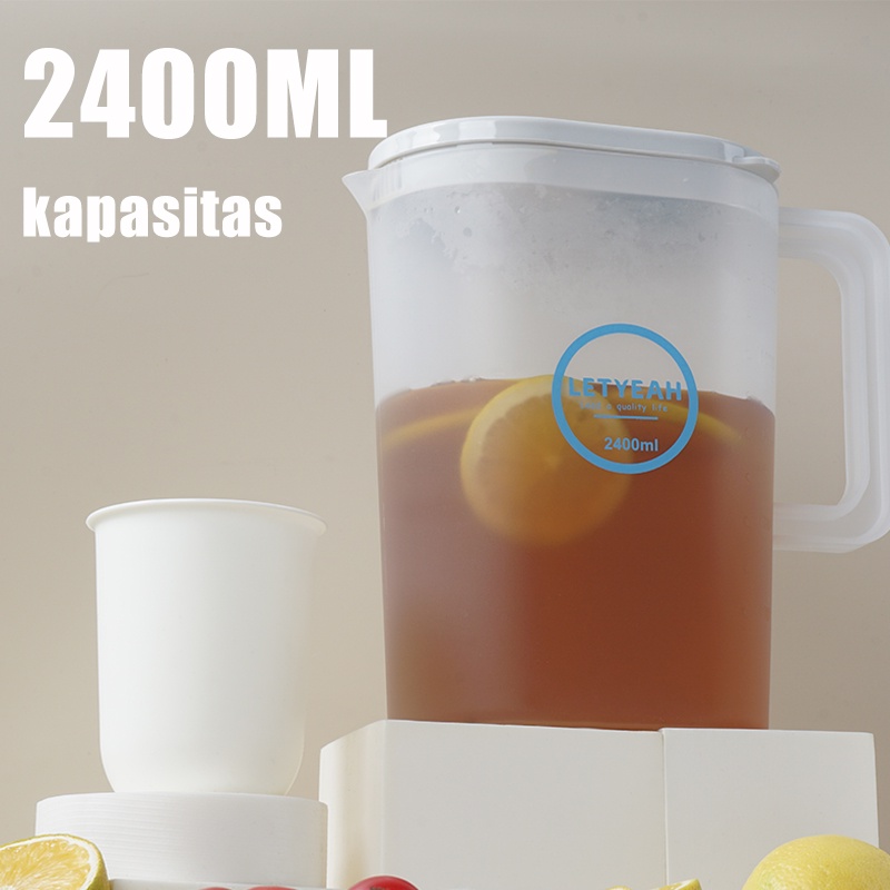 Letyeah &amp; Anantagt teko set jus air teh kopi/Water Jug plastik dengan 4 cangkir 2400ml/pitcher air Plastik