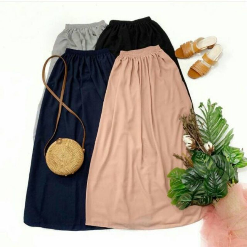 Rok panjang wanita cewek / perempuan / remaja anak pondok / abg allsize fit L XL harian santai murah