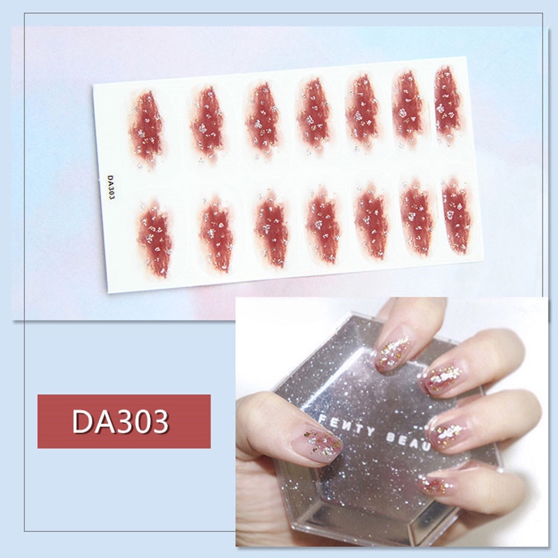 Da301-320 14pcs/lembar Stiker Kuku Palsu 3d Bronzing Untuk Nail Art Diy