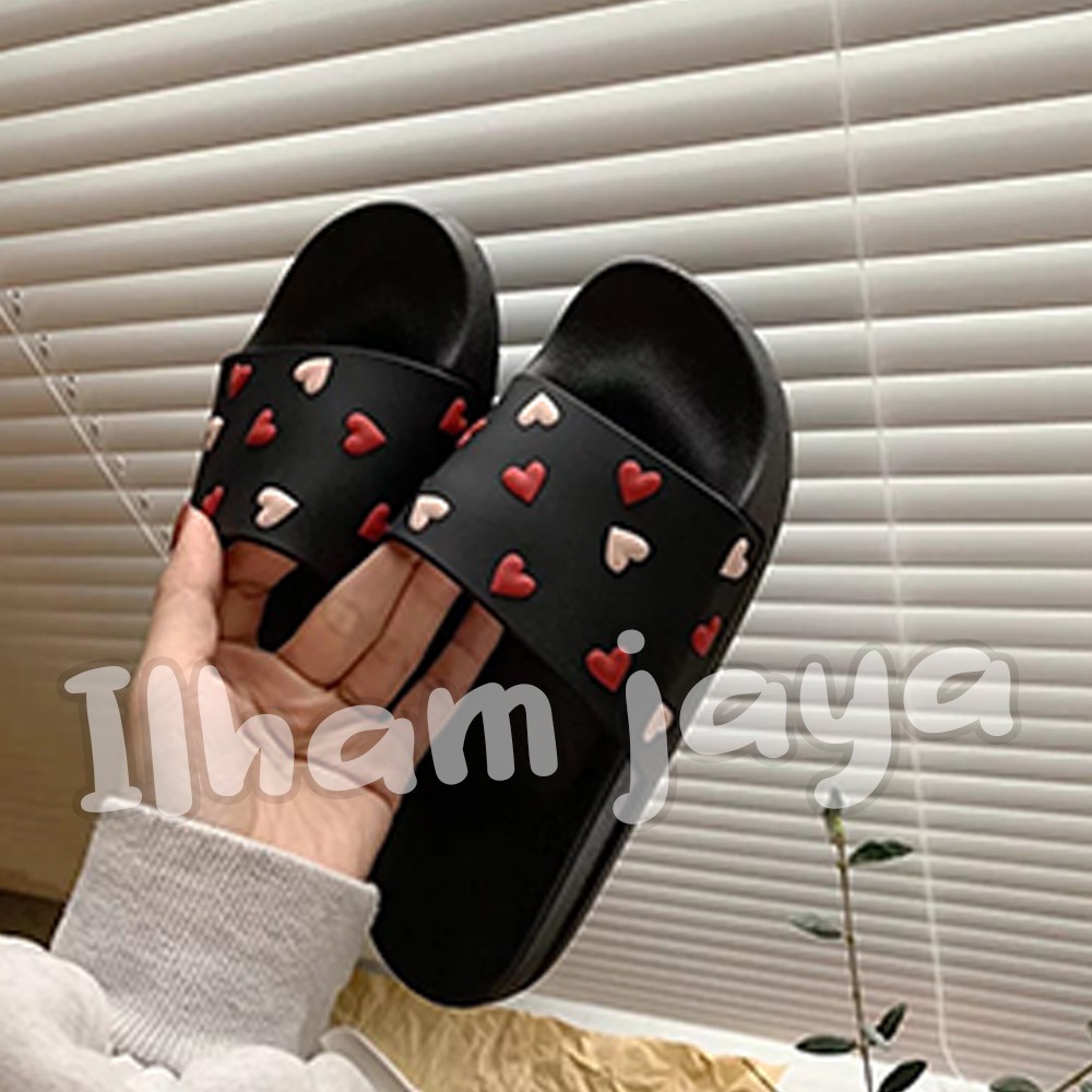 PROMO TERMURAH 5.5   Sandal Slop Karet Wanita Love lucu - (37-40) Slip LOVE/Sport Gravity Terbaru 20