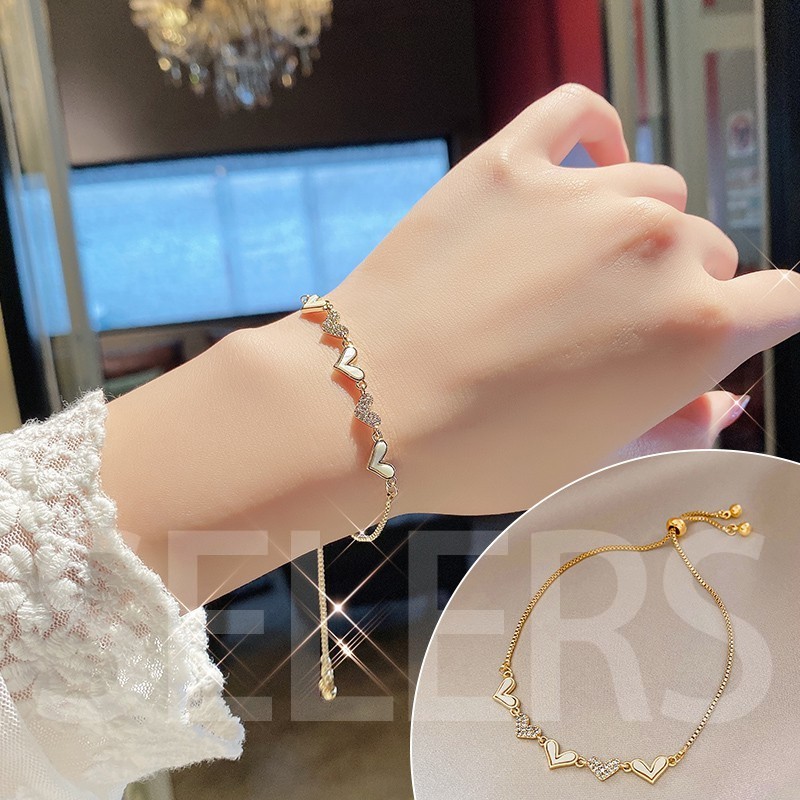 Gelang Wanita Manis Perhiasan Liontin Bracelet Gadis Hadiah Ulang Tahun Unik Emas Bangle/ Pacar