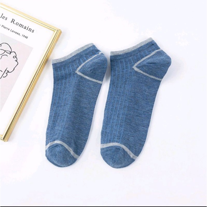 [ COD ] Kaos Kaki Ankle Semata Kaki Simple Motif Polos Garis Pria Wanita Unisex Murah Cute Socks Fashion Korea / Kaos Kaki Pria Polos / Kaos Kaki Pria Garis / Kaos kaki Wanita-Biru Pendek
