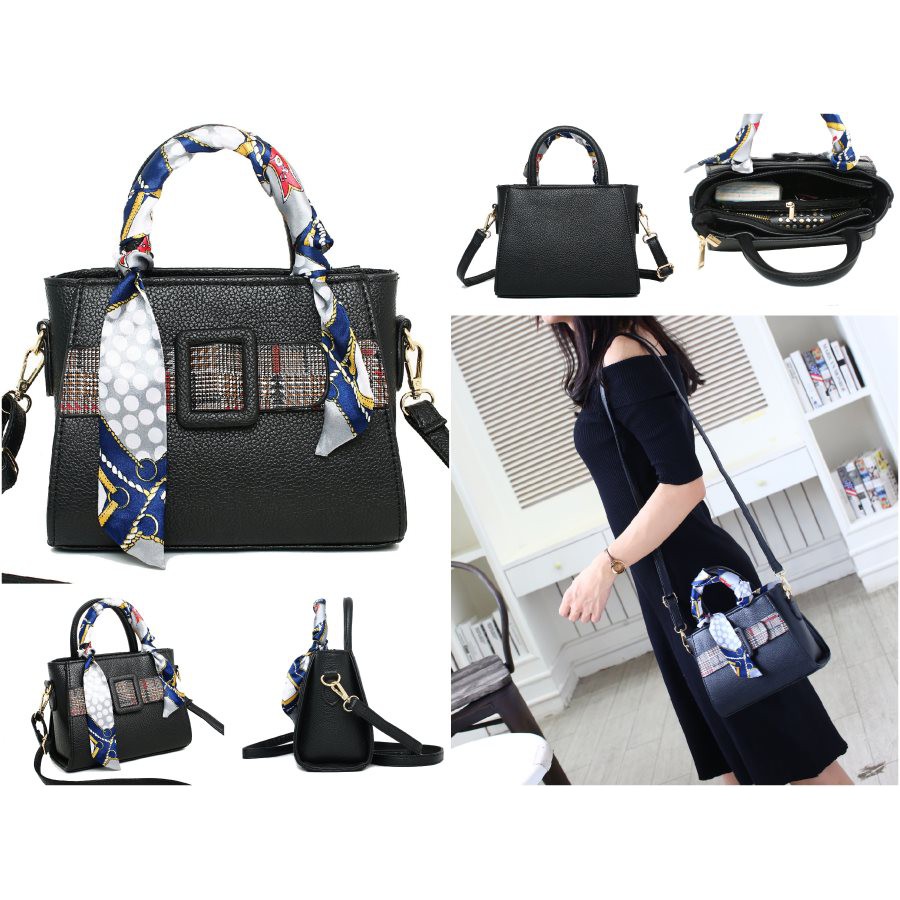 tas tenteng sandang hijab non hitam pink wanita reuni arisan belt bag