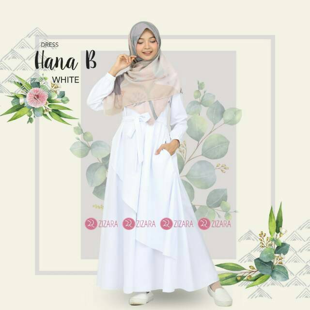 (Size M) Dress Hana Dress Zizara Dress Dress Hana B White Gamis Hana White Gamis Putih Gamis Pesta