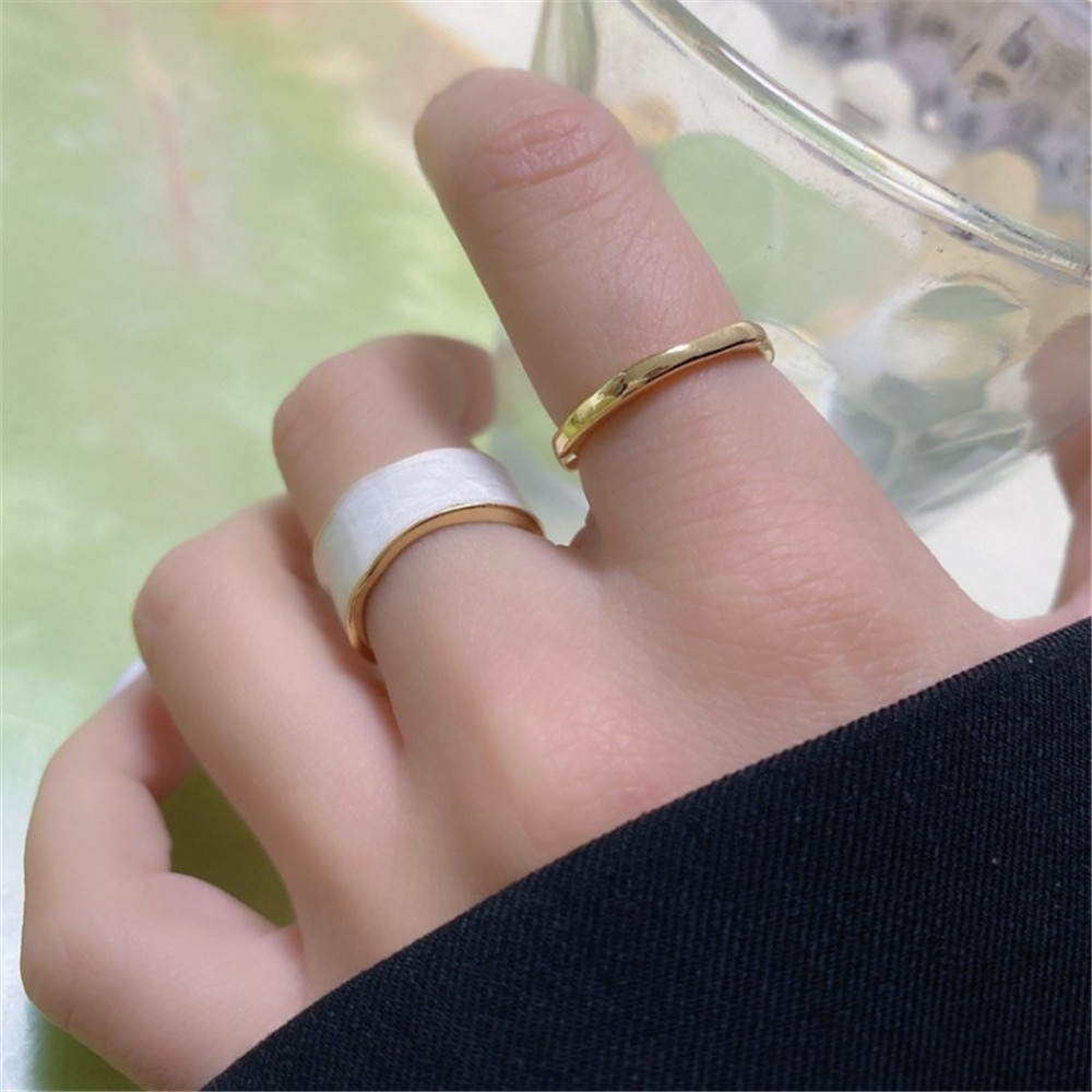 2pcs / Set Cincin Model Terbuka Gaya Korea Simple