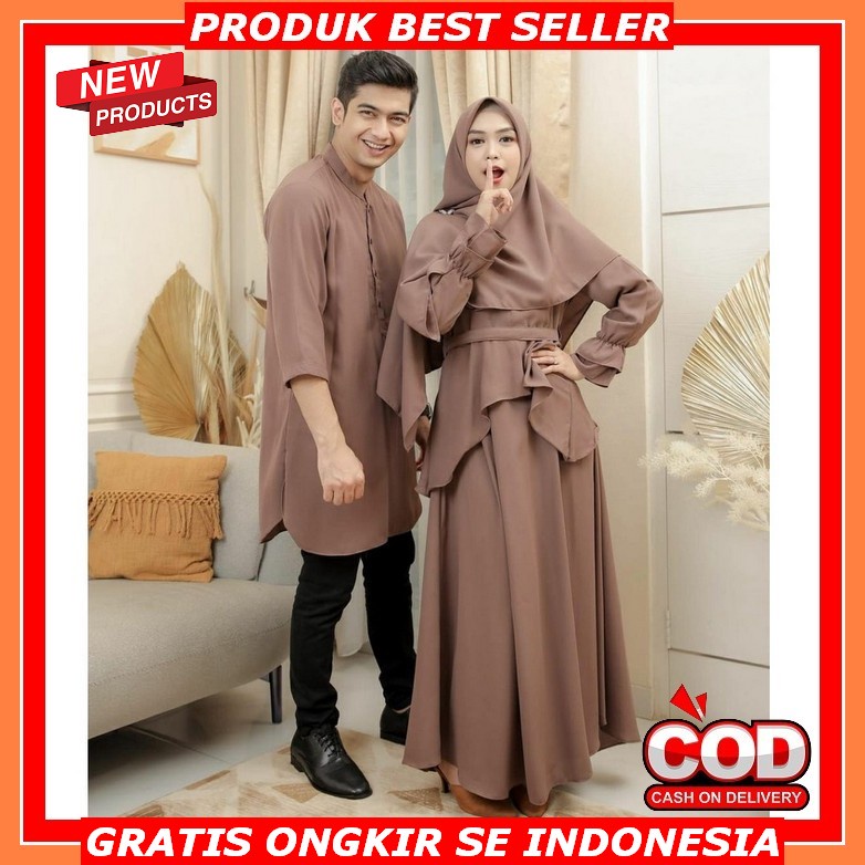 Tu* Gamis Couple Farhana Set Hijab / Couple Muslim / Gamis Couple Pasangan / Kapel Muslim Kondangan 