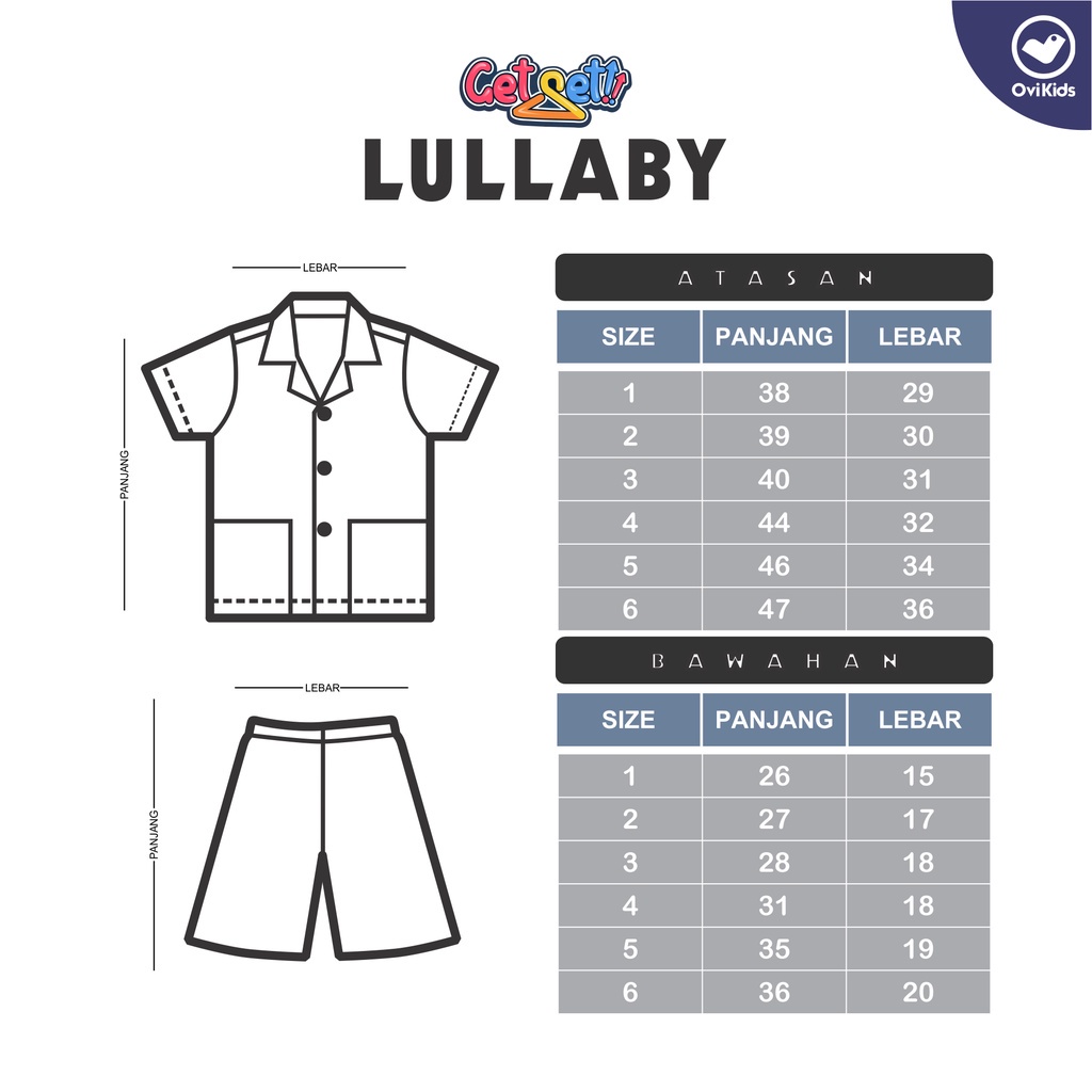 SETELAN PIYAMA ANAK LULLABY BAJU PENDEK CELANA PENDEK SETELAN BAJU ANAK 6 BULAN - 5/6 TAHUN OVIKIDS