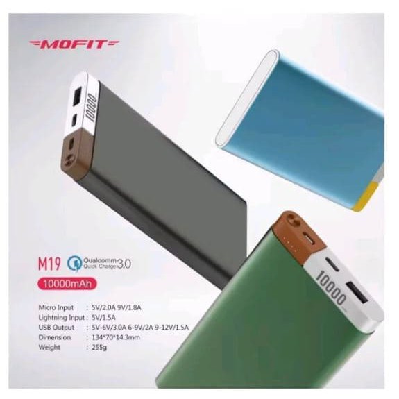 (AE012) Powerbank Power Bank MOFIT By Veger M19 10000mAh Qualcomm 3.0