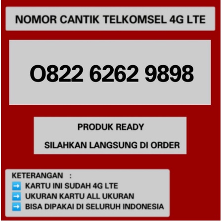 SIMPATI LOOP ABAB CDCD 6262 9898 NO CANTIK SIMPATI 9898 NOMER NOMOR NOMER CANTIK TELKOMSEL 4G 6262