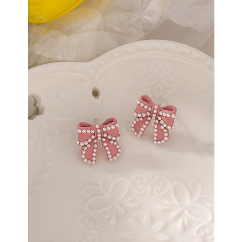 LRC Anting Tusuk Fashion A Pearl Bow Earrings