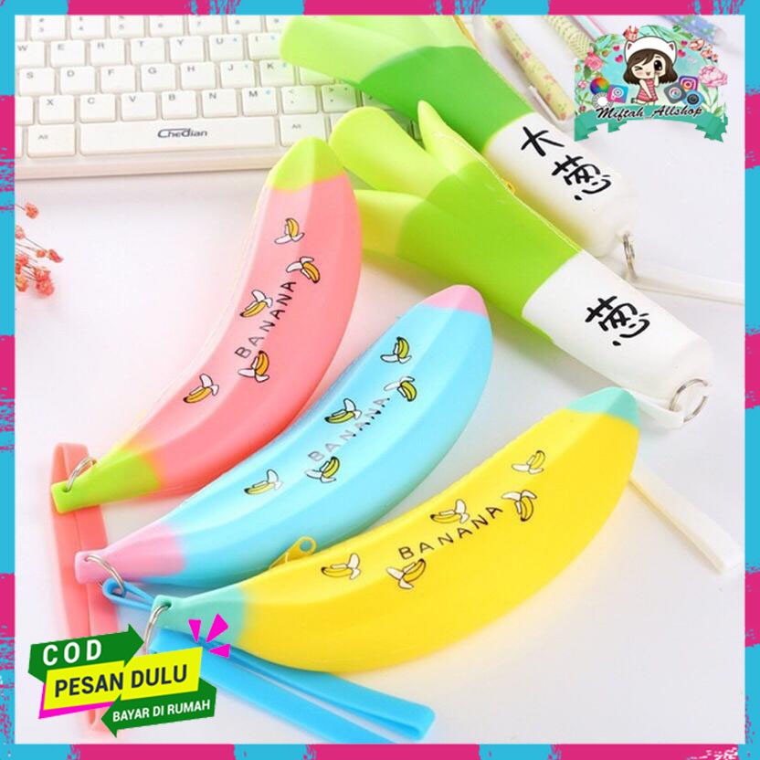 

[Bisa COD] DOMP004 Banana Dompet Koin silicon Pisang Motif Tempat Pensil Tempat Pensil Unik