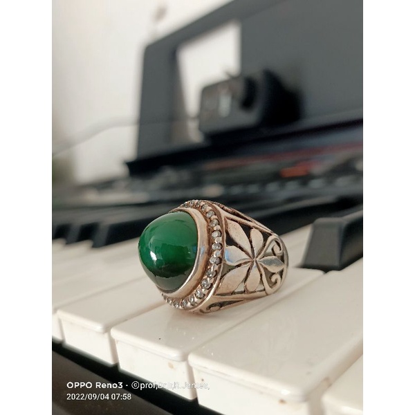 bacan Doko asli natural kristal ring perak bacan Doko kristal