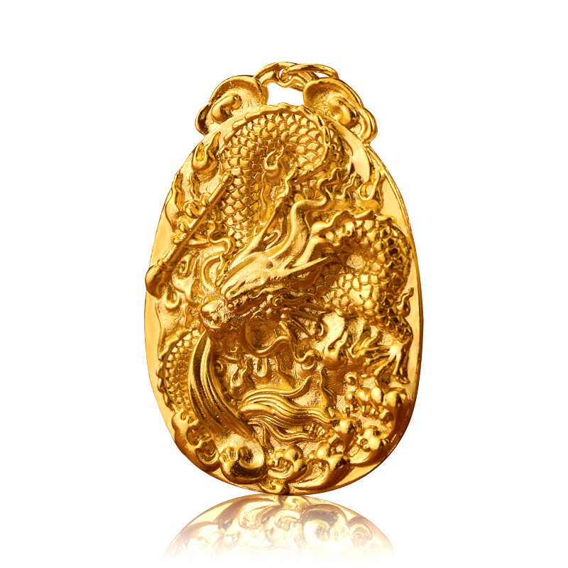 Kalung Emas Asli Kadar 375 Dengan Liontin Naga Untuk Pria
