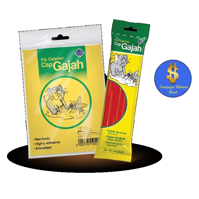 Lem lalat Cap Gajah-Lem lalat perangkap Kertas/Lem lalat Perangkap Sedotan