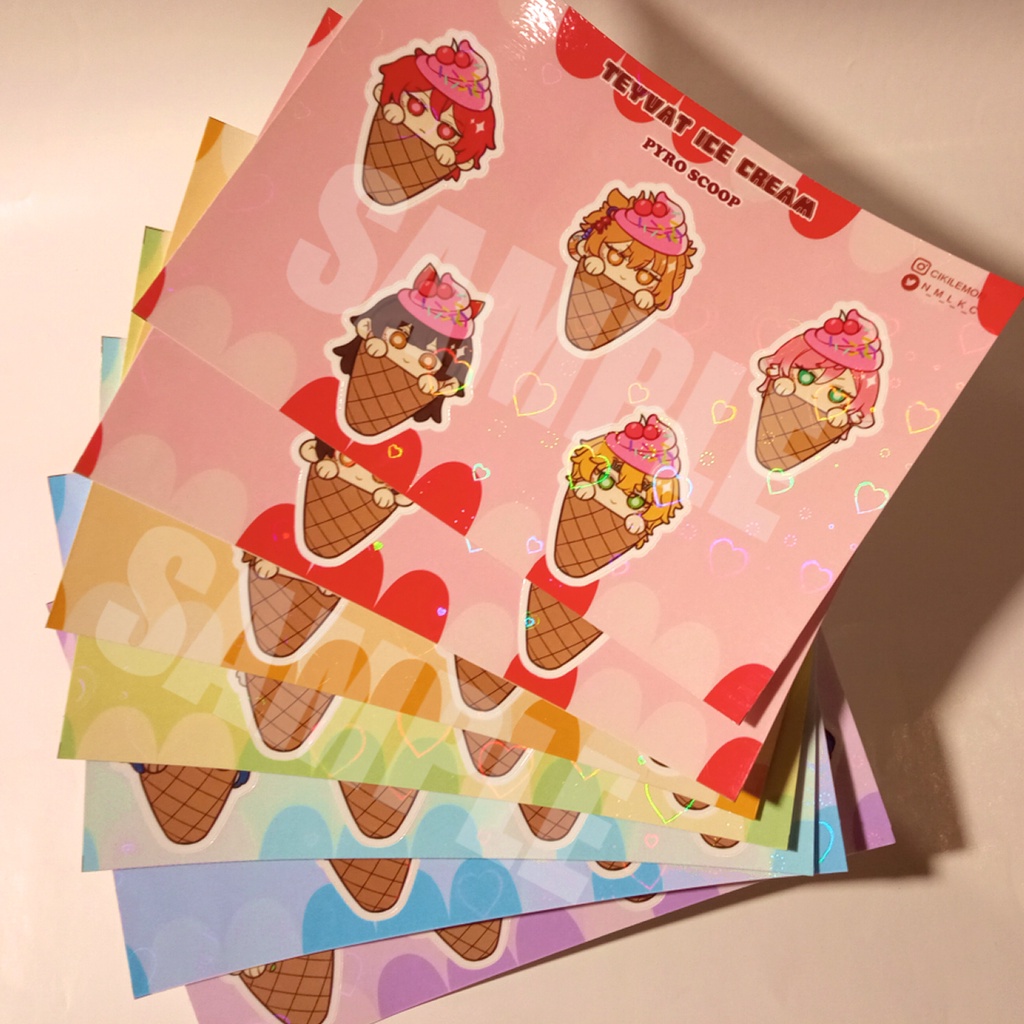 

[FANMERCH] GENSHIN IMPACT A6 KISSCUT STICKER - TEYVAT ICE CREAM SCOOP