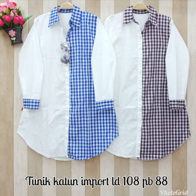 Tunik kotak 2 tone