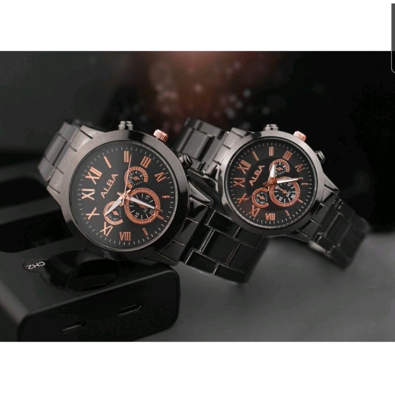Jam Tangan Rantai Analog Couple Pria Wanita JAM TANGAN COUPLE MURAH ALBA CRONO VARIASI JAM TANGAN RA