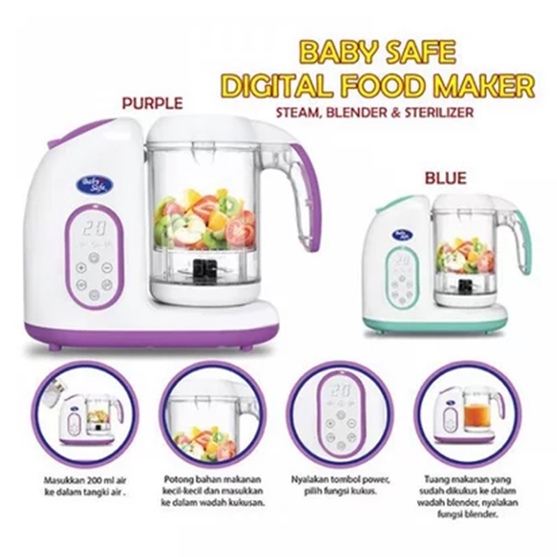 Baby Safe Digital Food Maker Steam Blend Sterilizer Alat masak makanan bayi