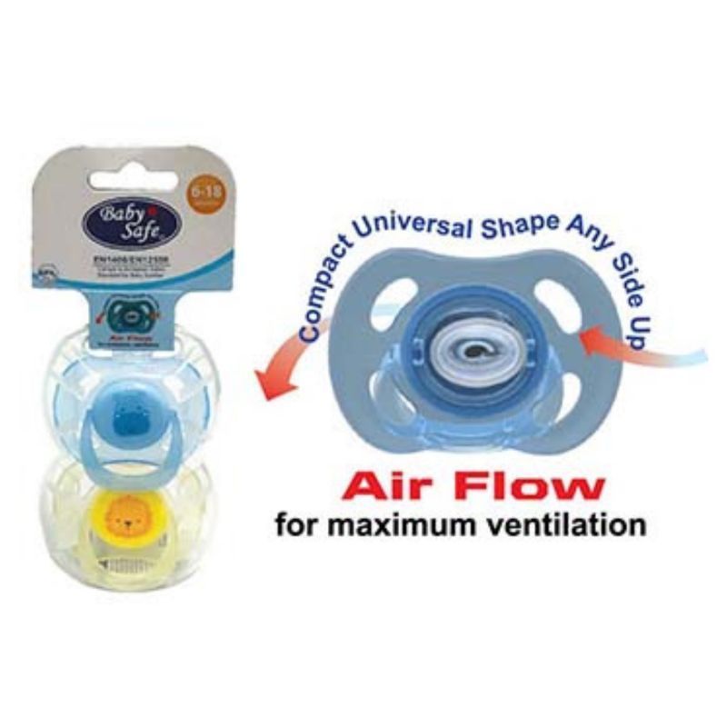 BabySafe Air Flow Pacifier isi 2 Empeng Bayi Baby Safe PC02 M /PC01 S