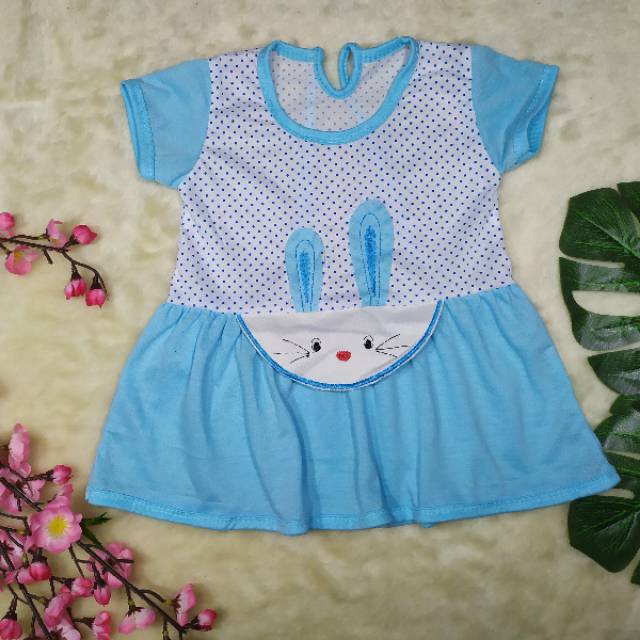 Dress Anak Perempuan Size 9-18bulan gambar Bunny / Pakaian Anak Perempuan / Baju Harian Anak Cewek