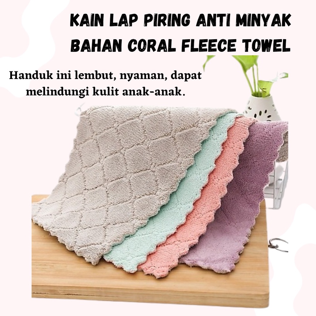 Terbaru!! Kain Lap Piring Anti Minyak Bahan Coral Fleece