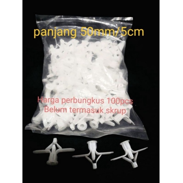 Nylon Toggle Gypsum Kupu-Kupu Putih 100pcs / Pengencang Skrup gypsum Putih 100 pcs / Pengunci sekrup Gipsum / Alat Plastik Karet Kupu kupu Sekerup gisum