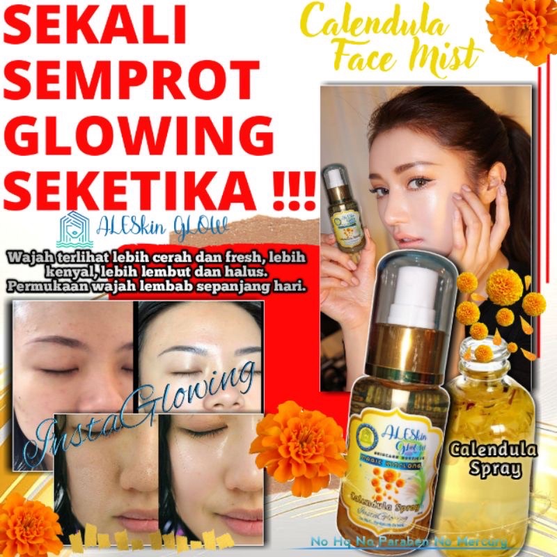 Perawatan Wajah Glowing  CALENDULA FACE MIST Jerawat Flek Hitam Skincare Korea Serum Paket Kecantikan