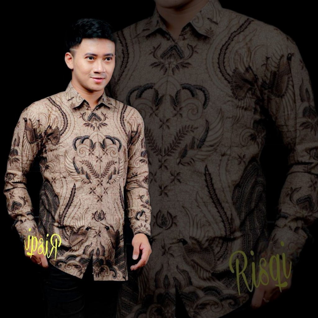 Batik Pria Lengan Panjang BATIK NAKULA HRB026 motif KERATONAN Kode 002 size M L XL XXL Reguler