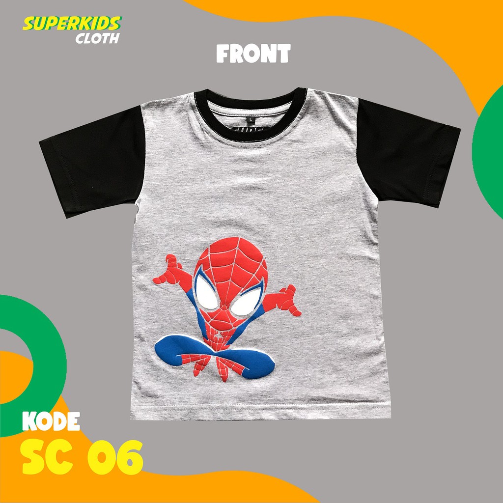 KAOS ANAK LAKI LAKI TERMURAH ECER GROSIR SUPERKIDS CLOTH SUPERHERO 1 - 11 TAHUN