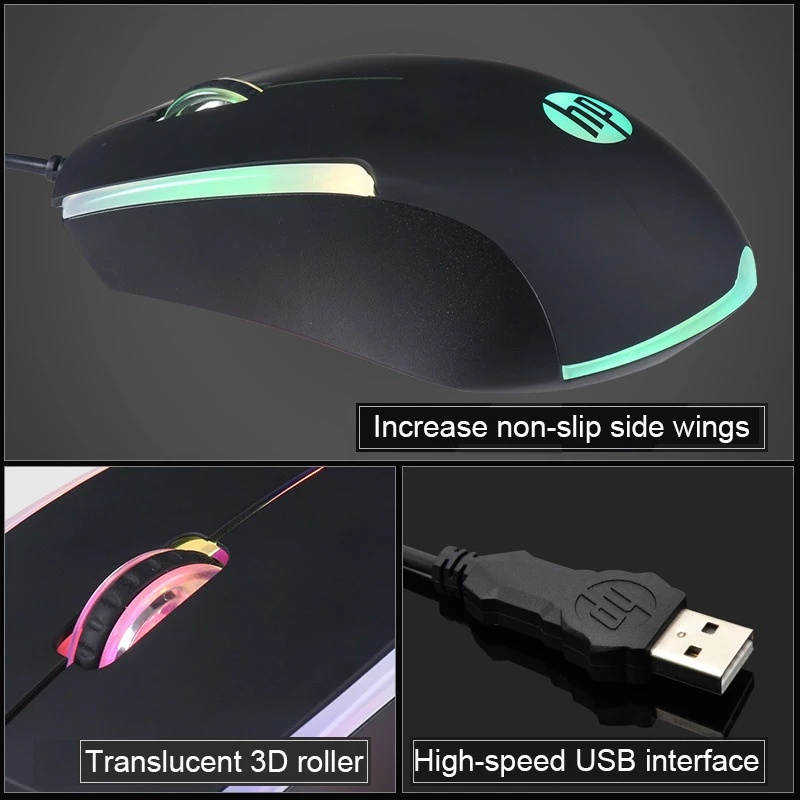 Hp M160 Mouse Gaming Optical DPI 1000 3D Ergonomik Dengan Kabel Usb Dan Backlight