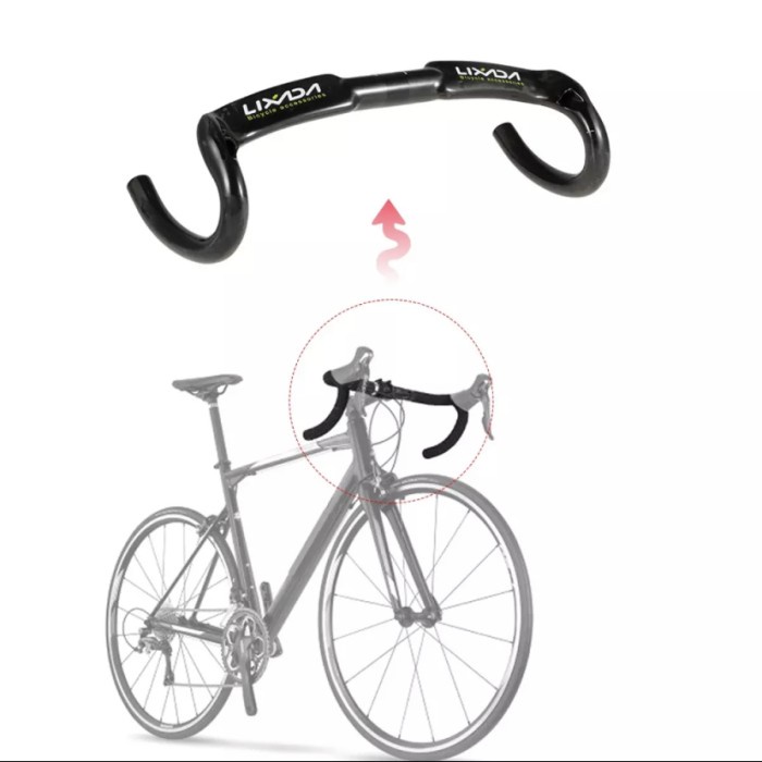 Handlebar Dropbar Road Bike LIXADA CARBON 400,420, 440 mm Ultra ringan - Hitam glosy, 400 mm