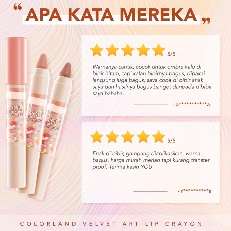 YOU Colorland Velvet Art Lip Crayon / Lip Crayon Colorland ( YOU MAKEUPS OFFICIAL STORE ) F11V