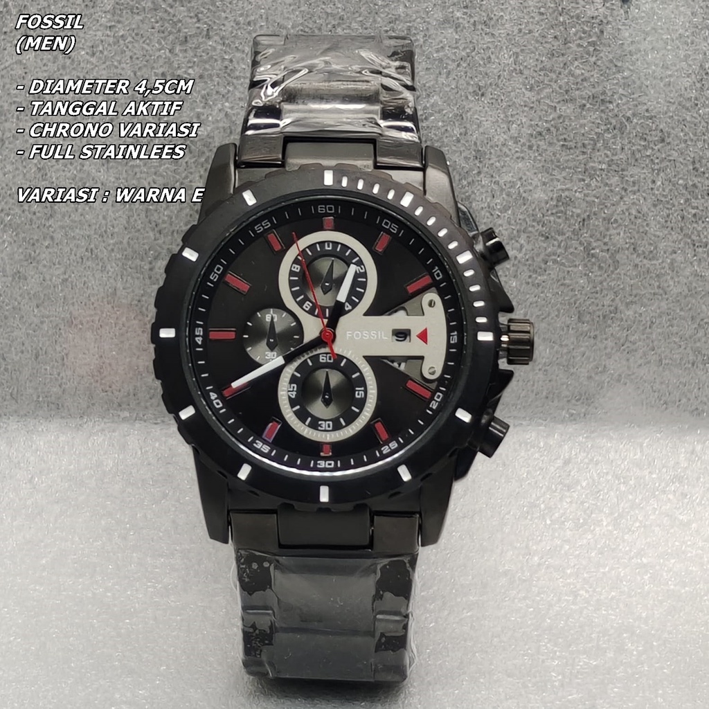 JAM TANGAN PRIA FASHION RANTAI BODY BULAT TANGGAL AKTIF CHRONO OFF