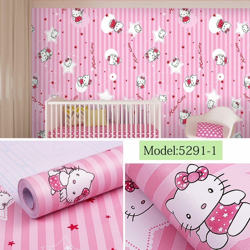 Wallpaper Dinding / Wallpaper Sticker Hello Kitty Garis
