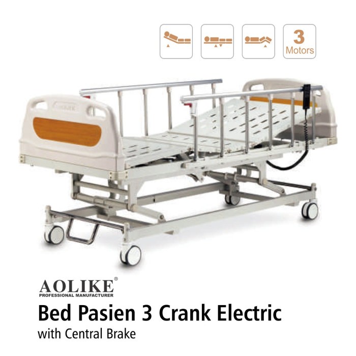 New Bed Pasien AOLIKE 3 Crank Electric With Central Brake