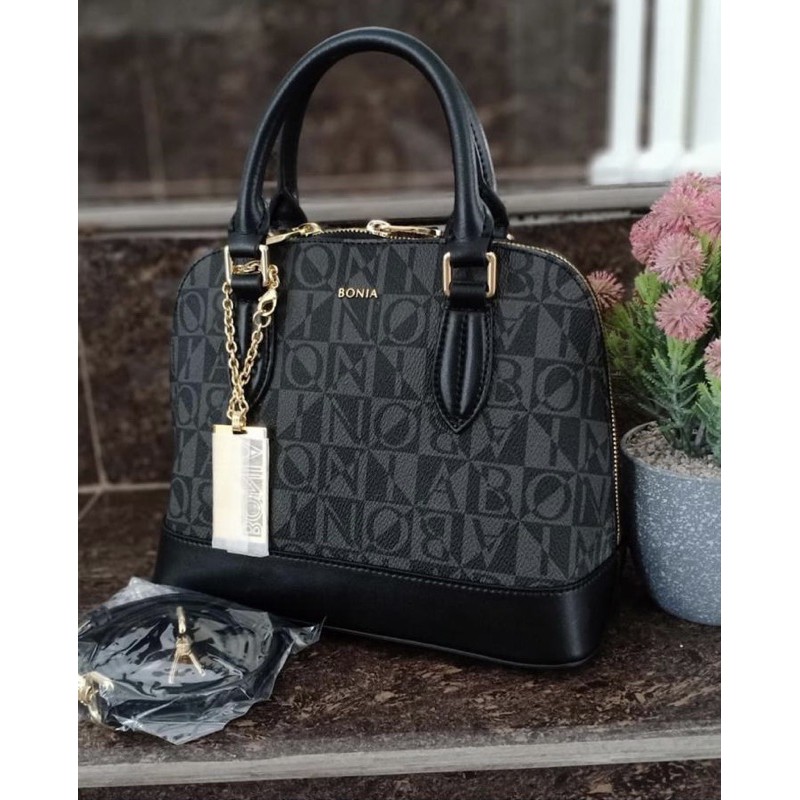 SALE TAS BONIA ALMA MONOGRAM BLACK ORIGINAL 100%