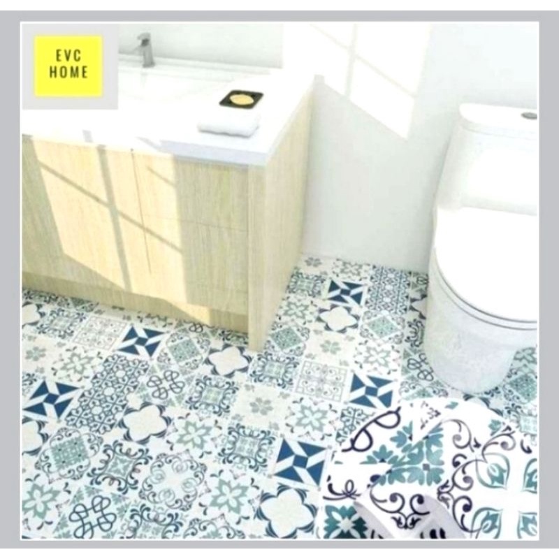 Wallpaper lantai kamar mandi dapur / sticker dinding 3d motif anti air waterproof antislip glossy