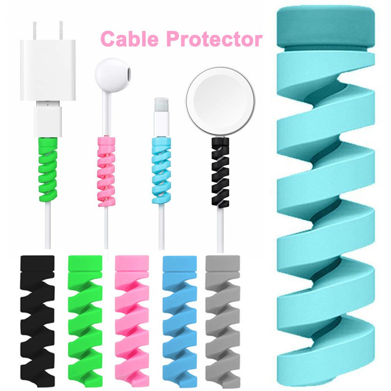 1pc Cover Pelindung Kabel Data / Charger Micro USB / Tipe C Bentuk Spiral Bahan Silikon Untuk Android