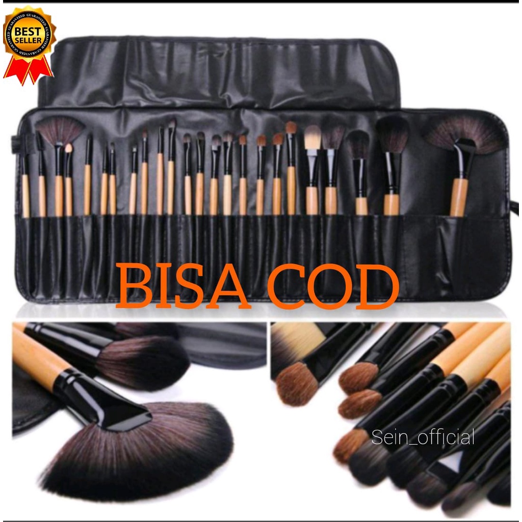 [COD SENUSANTARA] KUAS MAKE UP PREMIUM WOOD ISI 24 HITAM