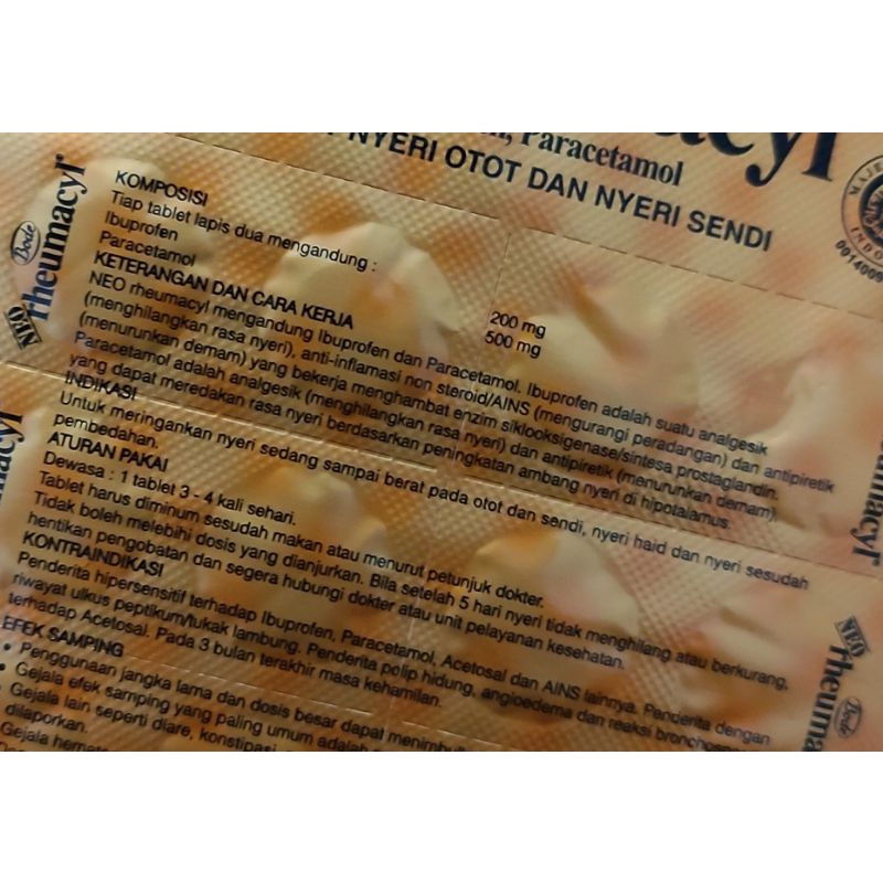 Neo Rheumacyl 20 tab /untuk meringankan nyeri pada otot dan sendi/nyeri haid/