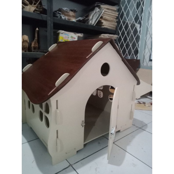 Kandang Rumah kayu hewan anjing kucing 50x60x60 cm