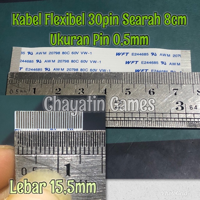 Kabel Flexibel 30 Pin Halus Searah Panjang 8cm - Ukuran Pin 0,5mm