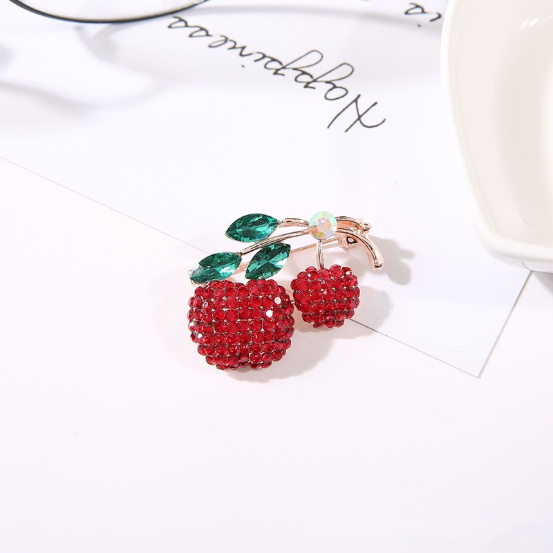 Versi Korea high-end indah kristal bros Temperamen opal bunga angsa Merah cherry bros fashion semua pertandingan aksesoris-7#