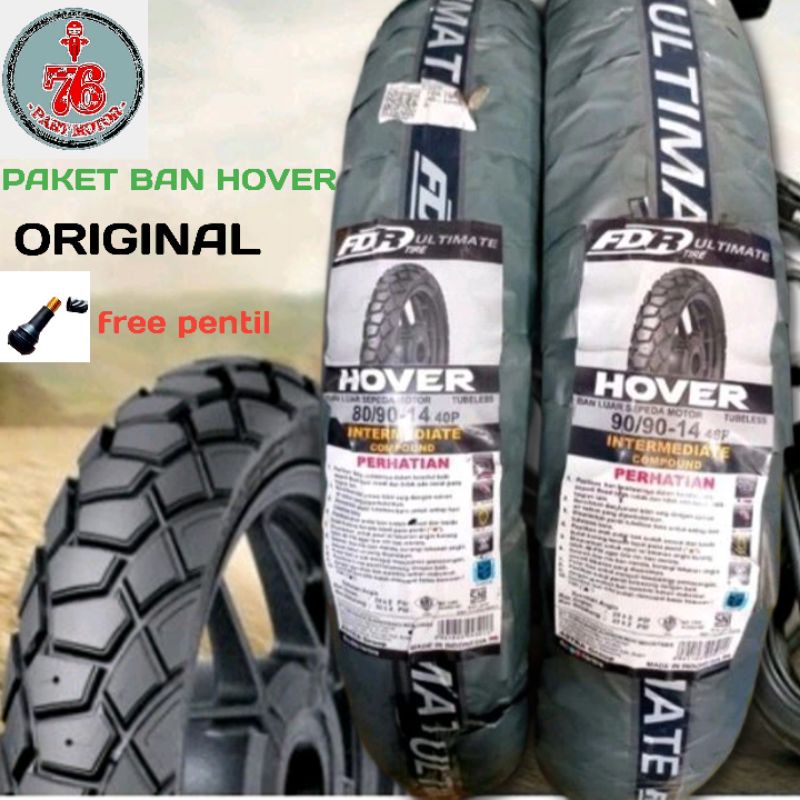 PAKET BAN TUBELESS FDR ULTIMATE HOVER 80/90 .14 &amp; 90/90 .14 FREE PENTIL