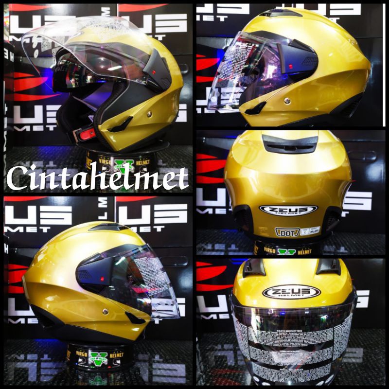 ZEUS HELM ZS 611 GOLDEN YELLOW DOUBLE VISOR