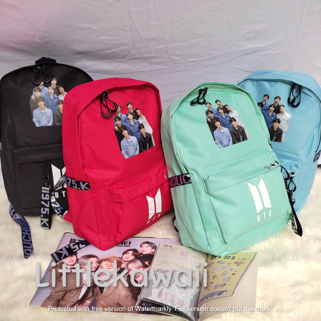 LK/Tas Ransel Laptop Backpack BTS  BT21 Sekolah Fashion Wanita Remaja Unofficial Import