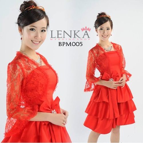 [READY STOCK] BOLERO WEDDING PENGANTIN PESTA BROKAT WANITA MERAH BPM005