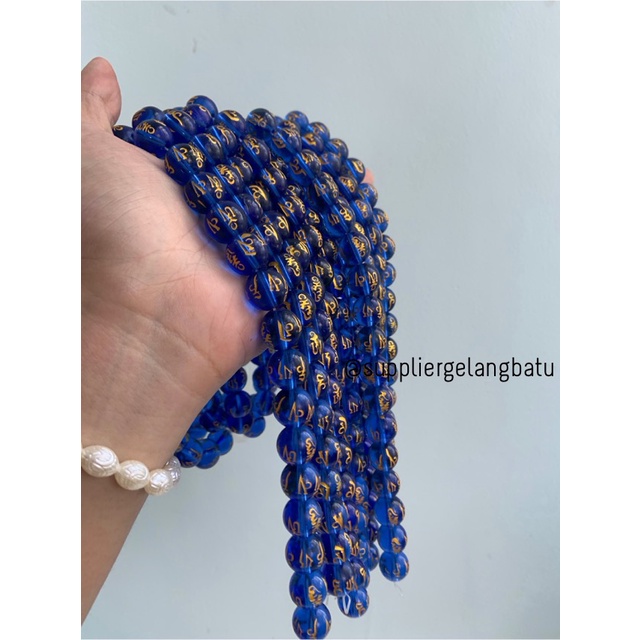 bongkah tibet hoki BIRU clear blue quartz 14mm ronce bahan serat emas