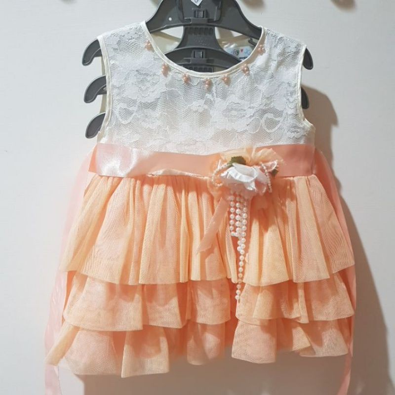 dress pesta ulang tahun anak perempuan cantik  3 bulan hingga 1 tahun