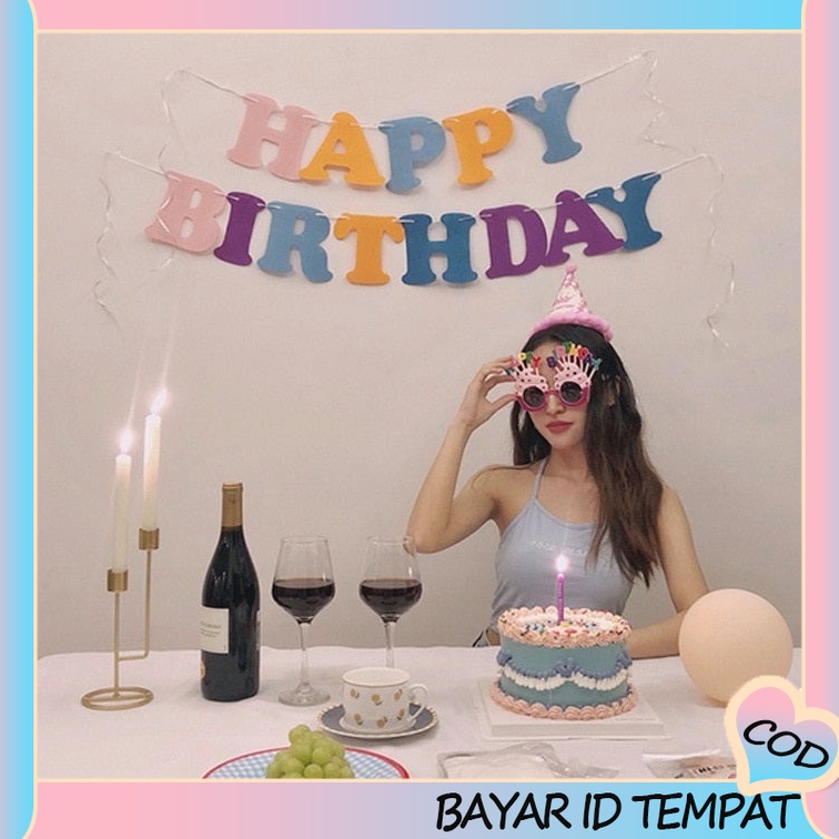 Kacamata Desain Happy Birthday Untuk Dekorasi Pesta Ulang Tahun Untuk  hadiah ulang tahun A one